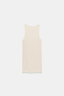 ZARA ТОП С КОНТРАСТНОЙ ОКАНТОВКОЙ, БЕЖЕВЫЙ