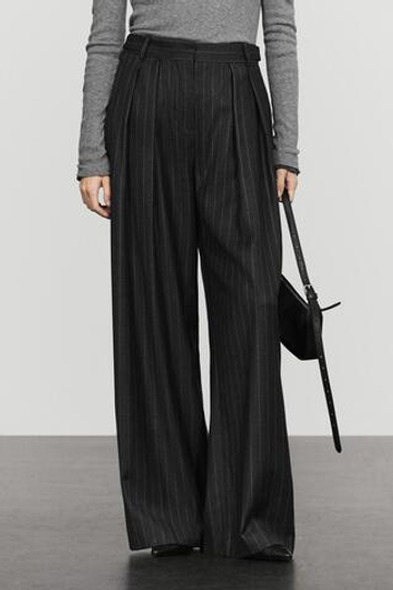 Massimo Dutti Широкие брюки в тонкую полоску из 100% шерсти, серый