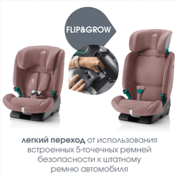 Автокресло 1/2/3 Britax Roemer EVOLVAFIX Dusty Rose, с 15 месяцев до 12 лет, (76 - 150 см), розовый