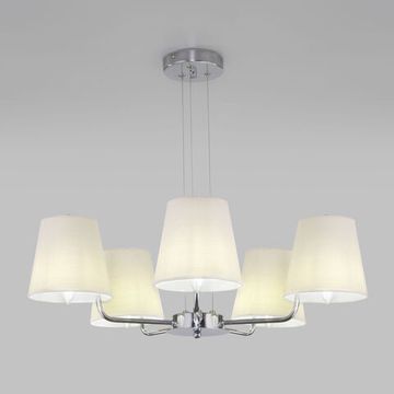 Подвесная люстра с тканевыми абажурами 5*Е14 60155/5 хром Amaretto Eurosvet