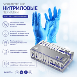 Перчатки нитриловые неопудренные CONNECT Nitrile