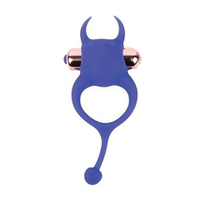 Синее эрекционное виброкольцо 3,7см с рожками и хвостиком Bior Toys Sweet Toys ST-40166-2