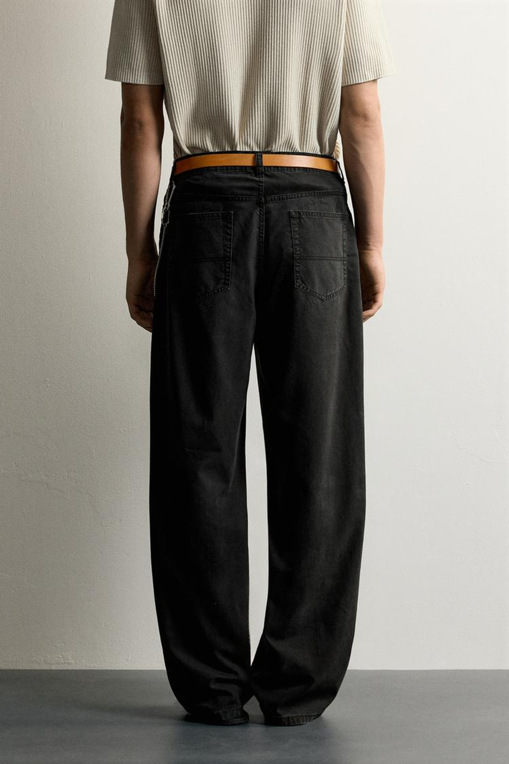 ZARA БРЮКИ STRAIGHT FIT ИЗ ЛИОЦЕЛЛА И ХЛОПКА, ЧЕРНЫЙ