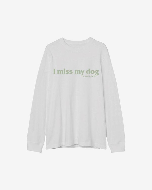 Лонгслив I miss my dog белый / мятный