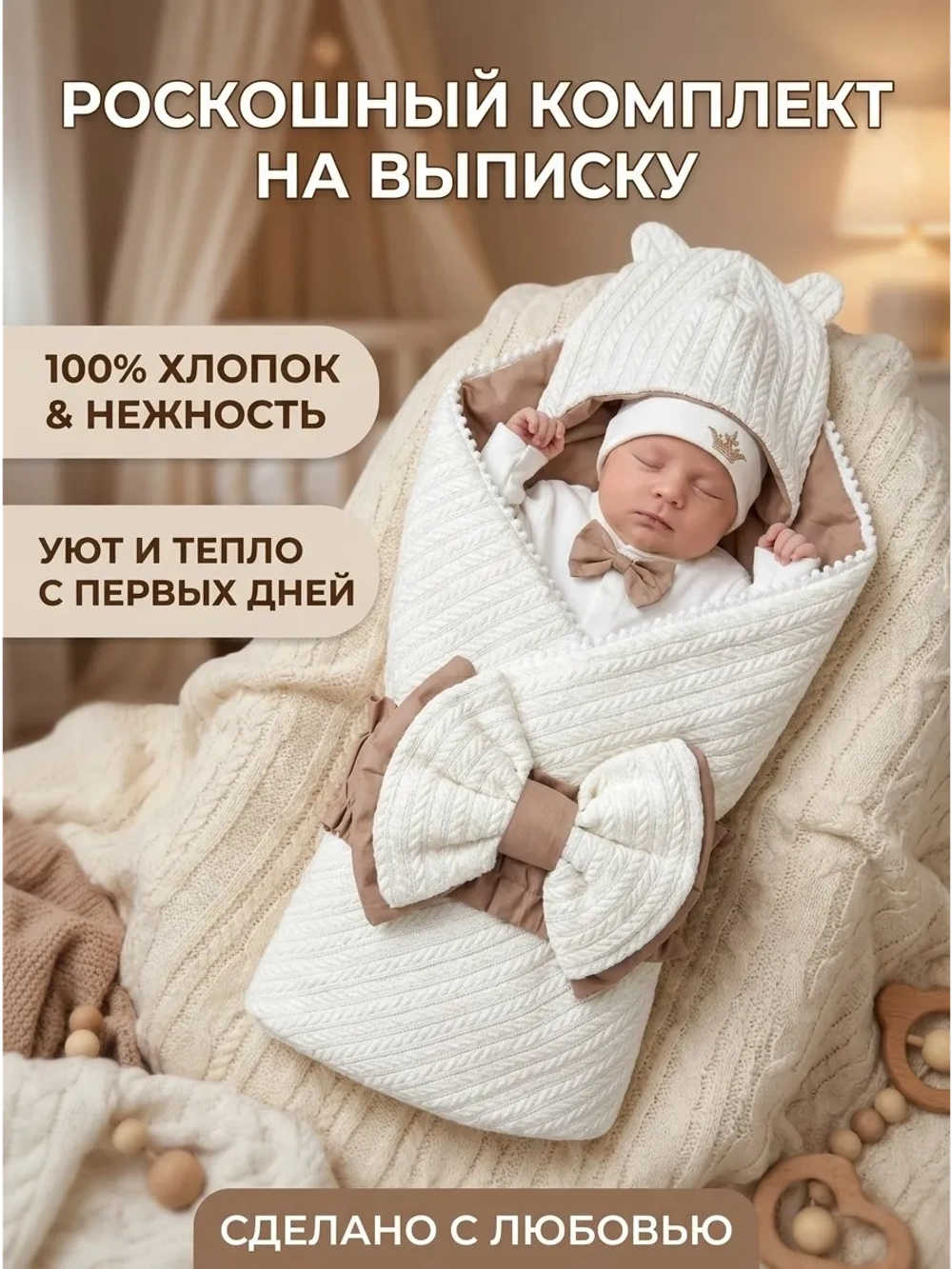 Конверт на выписку летний с нательным комбинезоном