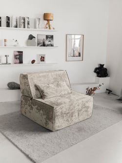 Бескаркасное кресло Topos, велюр мрамор, 100х100