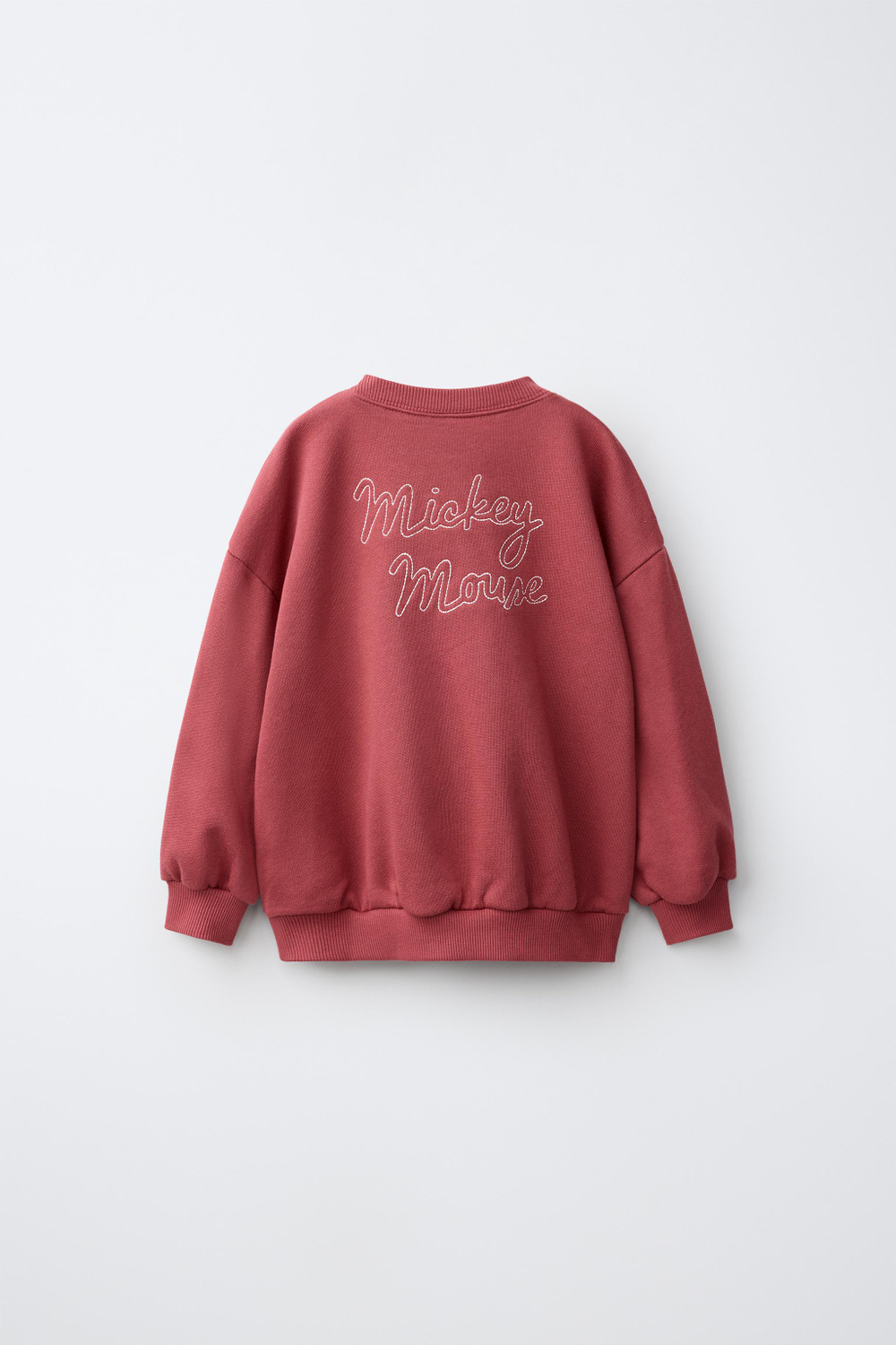 ZARA ТОЛСТОВКА С ВОРОТНИКОМ-СТОЙКОЙ, ЭКРЮТОЛСТОВКА С ВЫШИВКОЙ MICKEY MOUSE © DISNEY, БУРГУНДИ