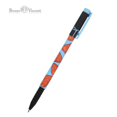 Ручка шариковая 0,5мм, синяя "FunWrite. Ягоды. Графика. Клубника" (Bruno Visconti)