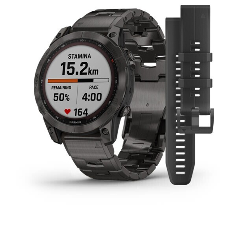 Умные часы Garmin Fenix 7 Sapphire Solar Титан DLC Carbon Grey с вентилируемым титановым ремешком Carbon Grey DLC 47 мм