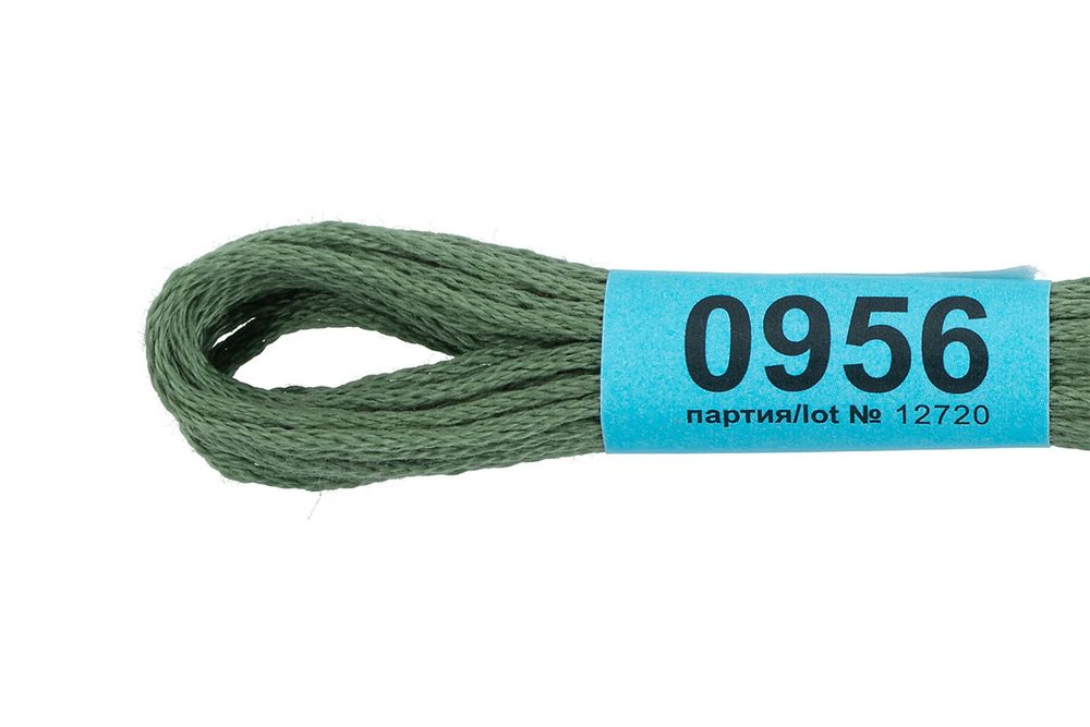 Мулине Gamma 100% хлопок, цв.0956 сер-зеленый, 24 мотка по 8 метров