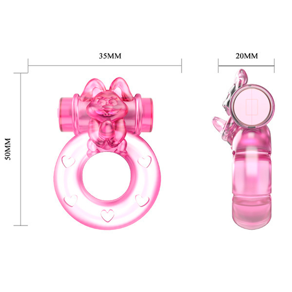 Розовое эрекционное кольцо с вибрацией 3,5х5см Baile Pink Rabbit Cock Rings BI-010082