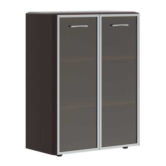 Шкаф средний со стеклянными дверьми в AL-рамке и обвязкой DMC 85.7  892х450х1185 DIONI