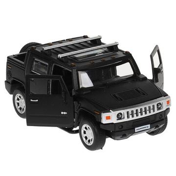 Машина металл HUMMER H2 PICKUP МАТОВЫЙ 12 см, двери, багажн, черный, кор. Технопарк