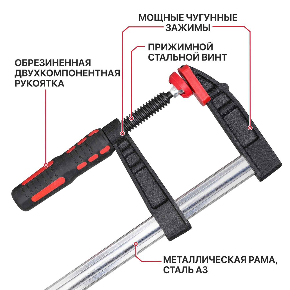 Струбцина винтовая PIT HCLF03-0300 (тип F, 300мм, двухкомпонентная рукоятка)