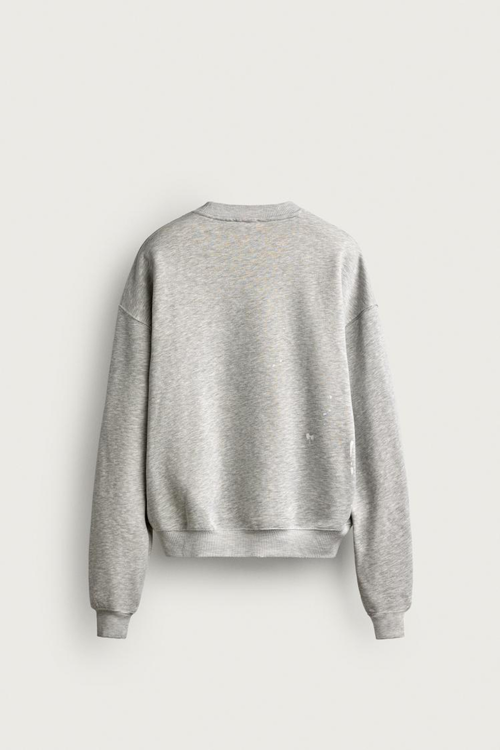 ZARA ТОЛСТОВКА С ПРИНТОМ И ВИНТАЖНЫМ ЭФФЕКТОМ, СЕРЫЙ МЕЛАНЖ