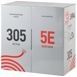 Кабель витая пара ЭРА U/UTP 2x2x24 AWG Cat5e CU PVC 305м | Электротовары