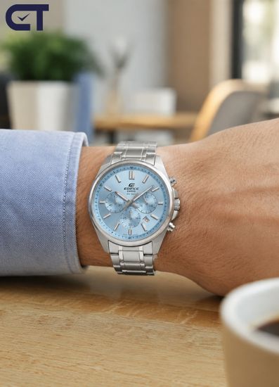CASIO EFV-650D-2BVUDF EDIFICE мужские наручные часы — среднеразмерный стальной хронограф с синим циферблатом