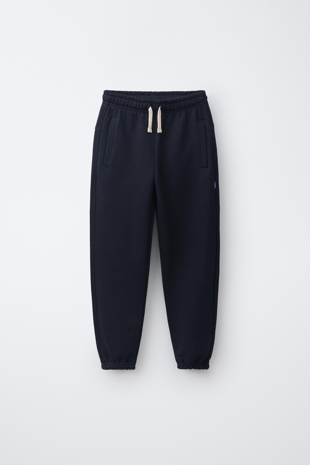 ZARA ОДНОТОННЫЕ БРЮКИ-ДЖОГГЕРЫ С НАШИВКОЙ, МОРСКОЙ СИНИЙ