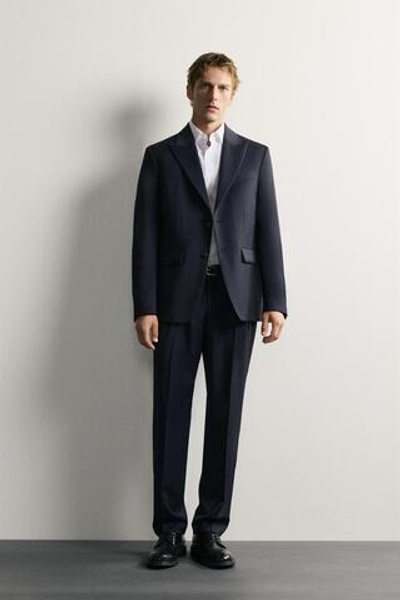 КОСТЮМНЫЕ БРЮКИ REGULAR FIT ИЗ 100% ШЕРСТИ В ПОЛОСКУ — ZARA