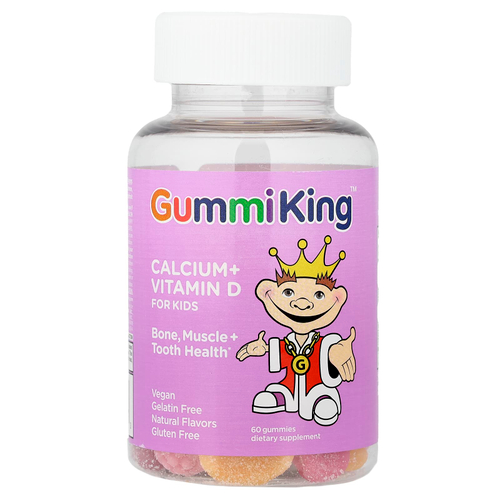 GummiKing, кальций и витамин D для детей, 60 жевательных таблеток