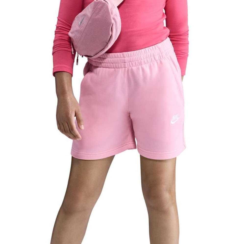 Детские шорты Nike Kids Sportswear Club Fleece 5" - med soft pink/med soft pink/white