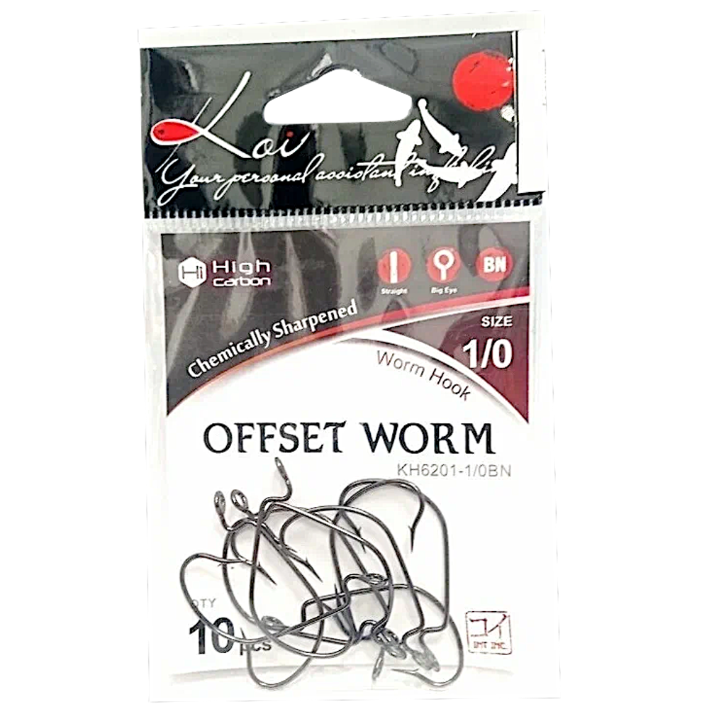 Крючок Офсетный KOI KH6201-2/0BN №2/0 10шт Offset Worm