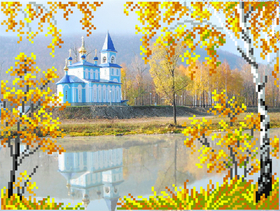 "Церковь"-4113 ткань с наеесенным рисунком