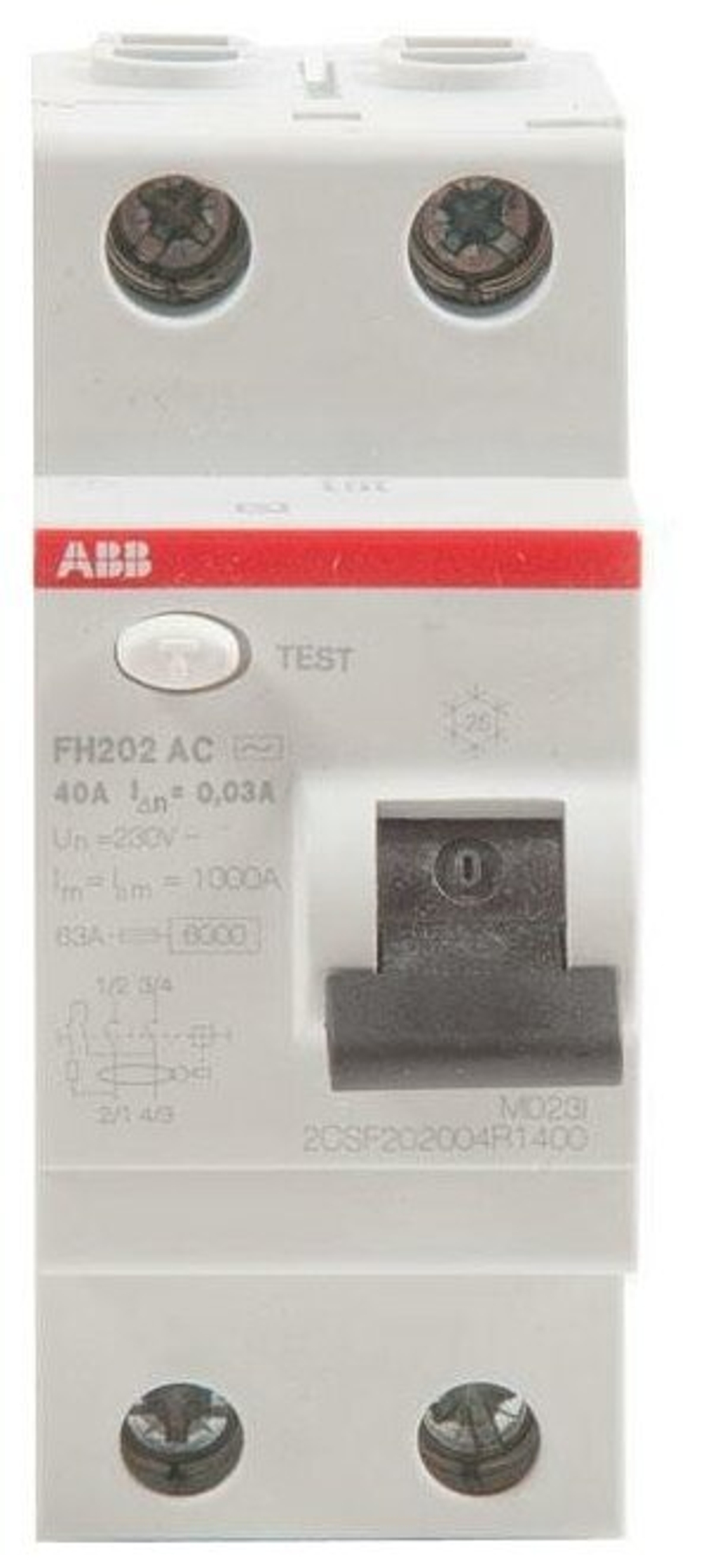 Выключатель дифференциальный УЗО ABB 2P FH202 AC-40/0,03A (1шт) (арт. 2CSF202004R1400)