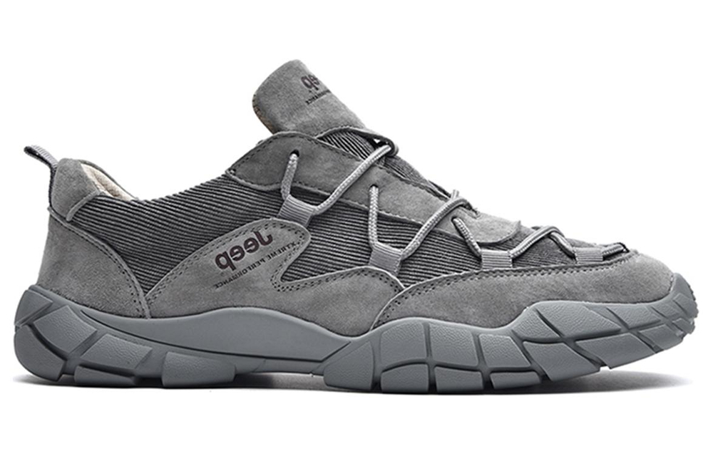 Jeep Hiking And Mountaineering Abrasion Resistant, Breathable, Lightweight Low top Outdoor Shoes Men"s Gray