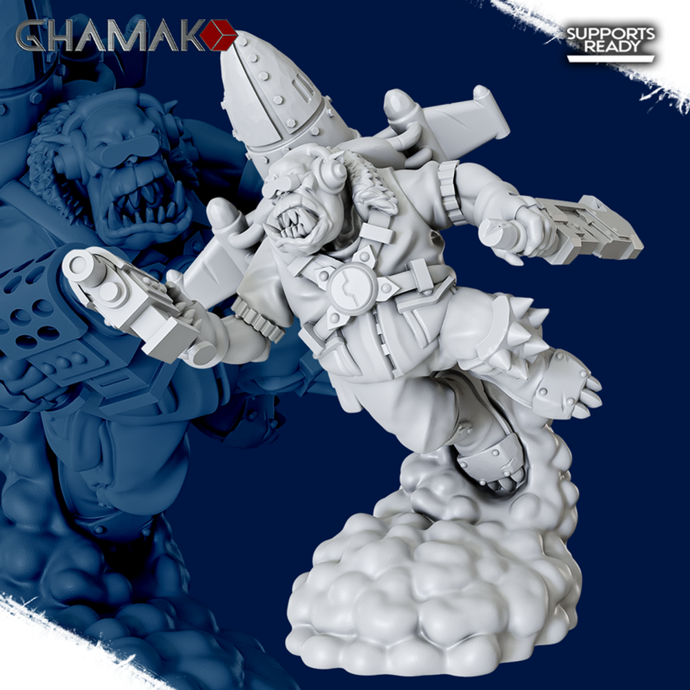 Orks Greenskins Stormboyz Орк-штурмовик №4 миниатюра для dnd, днд, pathfinder, фентези, Настольная игра, НРИ, Варгейм, РПГ