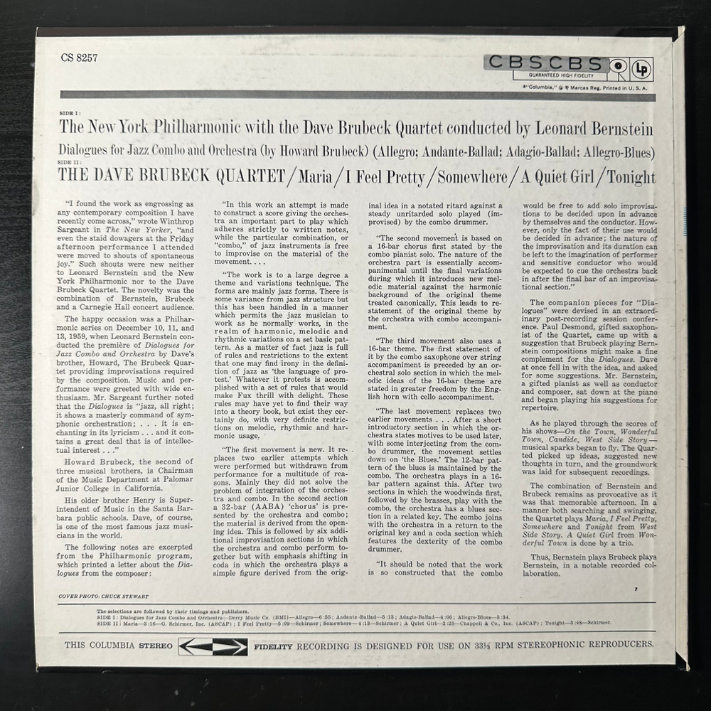 The Dave Brubeck Quartet ‎– Music From "West Side Story" And Other Works (США)