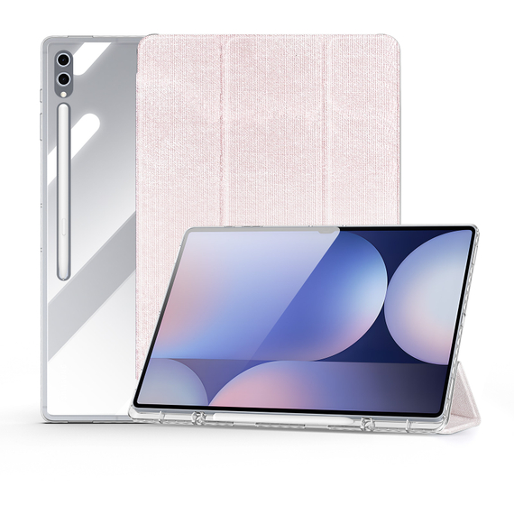 Чехол книжка розового цвета от Dux Ducis для Samsung Galaxy Tab S9 Ultra, Tab S10 Ultra и Tab S8 Ultra, серия Unid Series Case, с держателем стилуса и функцией автоматического перехода в спящий режим