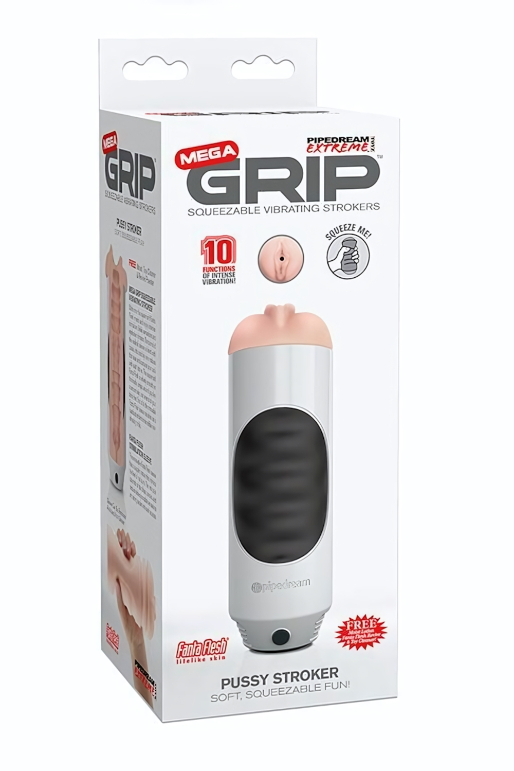Мастурбатор-вагина Mega Grip Vibrating Stroker Pussy (Цвет: светло-серый)