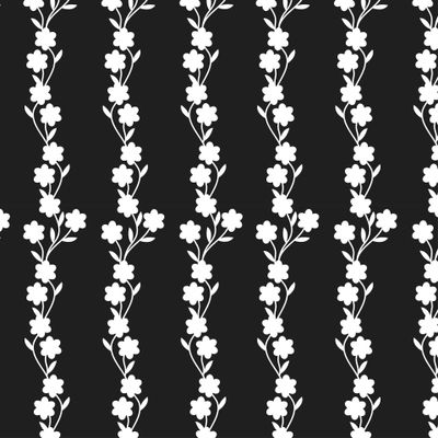 white flowers on a black background vector seamless pattern