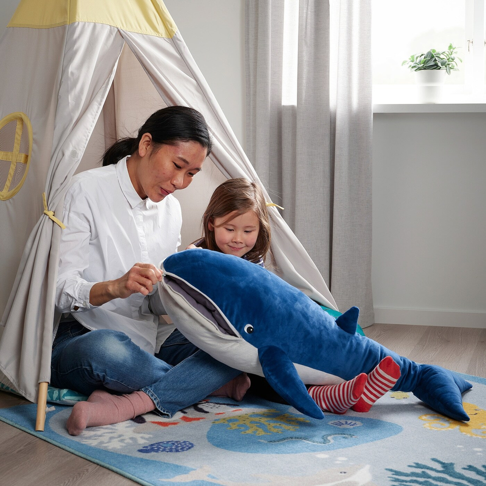 IKEA BLÅVINGAD (ИКЕА БЛОВИНГАД) — Плюшевая игрушка, синий кит, 100 см, фото 7