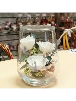 натуральные кустовые розы в стекле, вакуум*