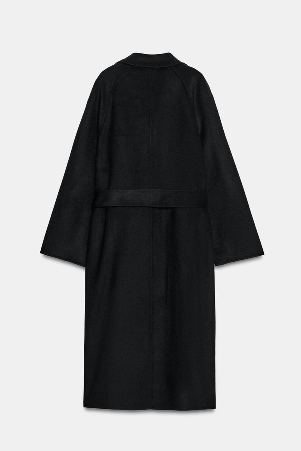 ZARA ПАЛЬТО ИЗ ШЕРСТИ С ПОЯСОМ, ЧЕРНЫЙ