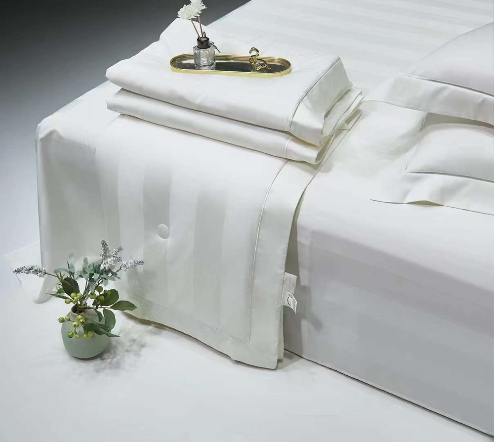 Постельное белье с одеялом из страйп-сатина Ritz | White