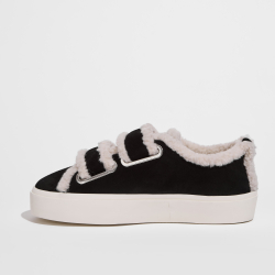 Замшевые кеды INUIKII Shearling Low Velcro Black на меху