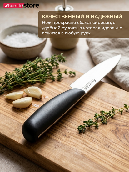 Нож кухонный универсальный Kamille КМ5174 из нержавеющей стали, длина лезвия 11,5 см.