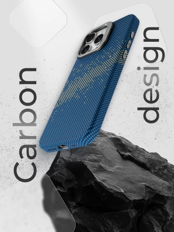 Чехол накладка iPhone 15 Pro 6.1" Gurdini Carbon Design (Magsafe & Lense holder) Galaxy Blue