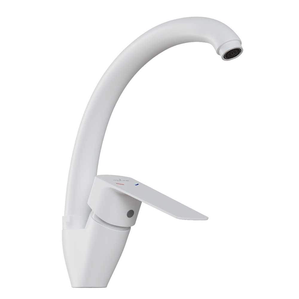 Смеситель для кухни 35k MIXLINE МЛ15-032(ML15-032W) выс.излив б/отв бок п/гайку (без подводки)БЕЛЫЙ
