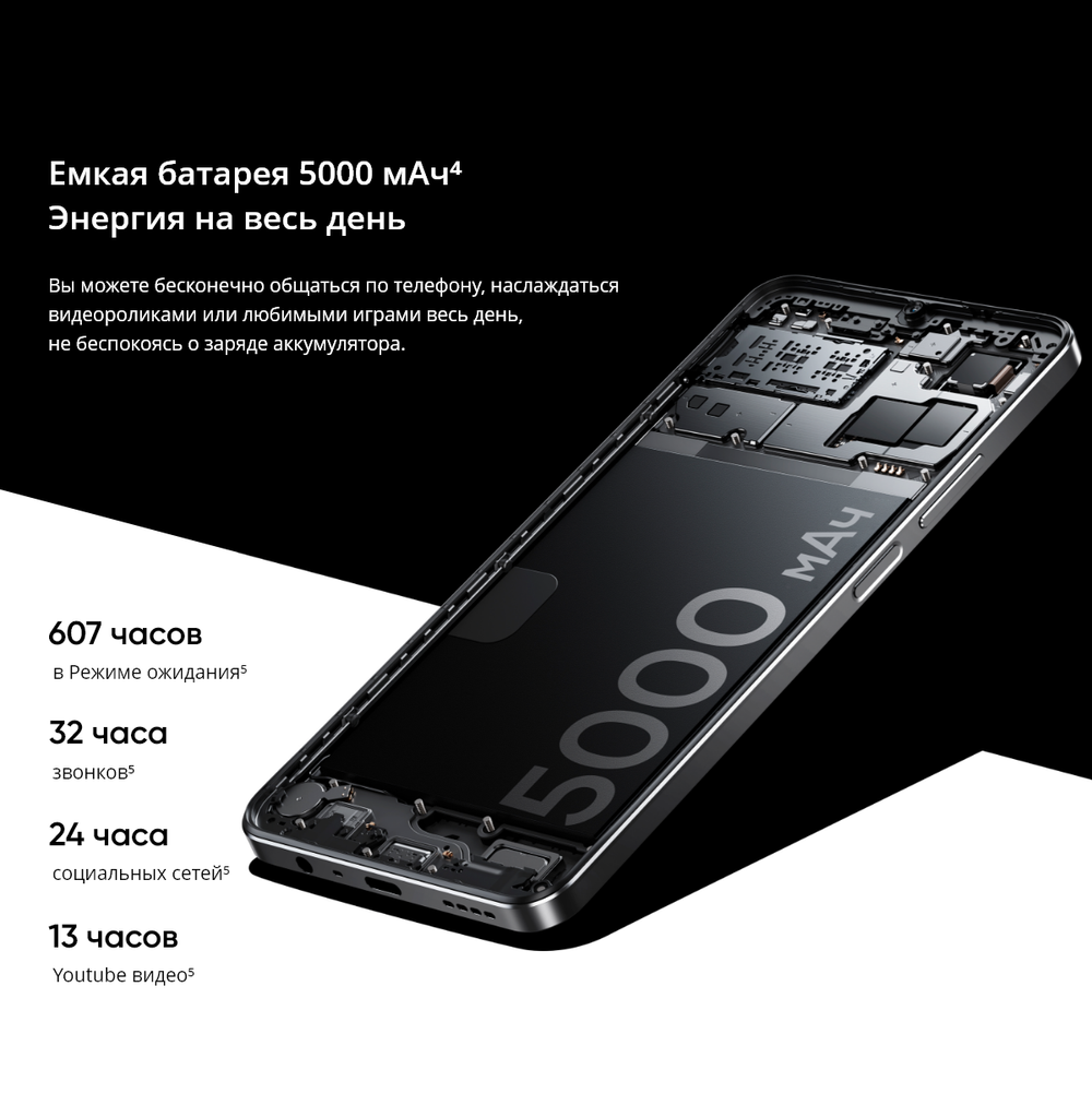 Смартфон realme Note 50 3/64 ГБ RU, Dual nano SIM, полуночно-черный