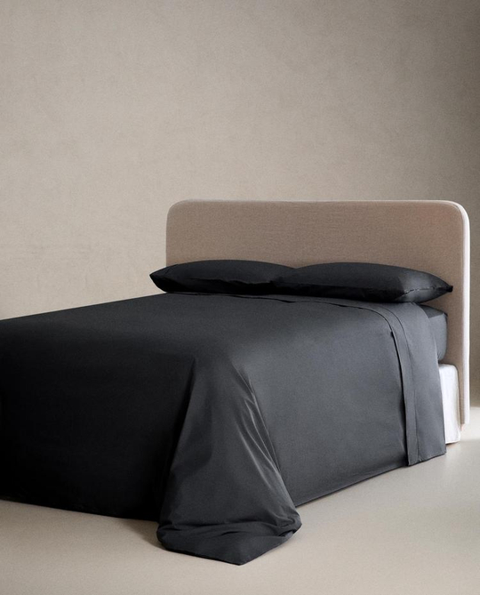 ZARA HOME (300 НИТЕЙ) ПОДОДЕЯЛЬНИК ИЗ ХЛОПКА ПЕРКАЛЬ, ТЕМНО-СИНИЙ