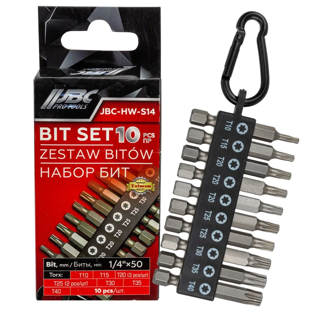 Биты TORX 1/4''х50мм, набор 10пр. JBC JBC-HW-S14