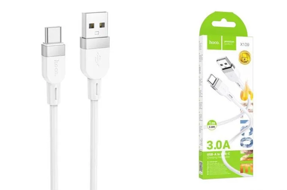 Кабель HOCO X109 USB-Type-C 3A 1м Silicone White