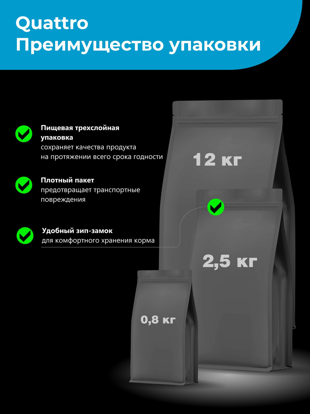 Quattro корм для взрослых собак породы Ризеншнауцер, с лососем, 2,5 кг, QUATTRO