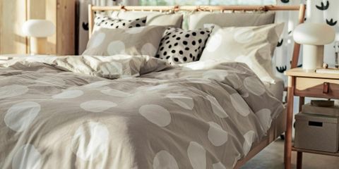 Комплект постельного белья IKEA KLYNNETAG (КЛИННЕТАГ), Односпальный, Бежевый с рисунком, 150x200, 50x80 см