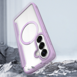 Чехол книжка фиолетового розового цвета с MagSafe для Samsung Galaxy S26, серия Skin X Pro Series от Dux Ducis