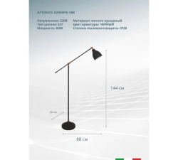 Торшер Arte Lamp Braccio A2054PN-1BK